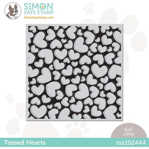 Simon Says Cling Rubber Stamp QUILTED HEARTS BACKGROUND sss101947