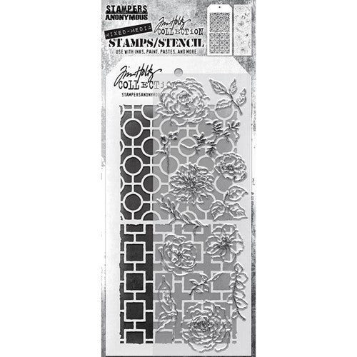 Tim Holtz Collection MINI Layering Stencil 3 Small Stencils ABC letters,  Screws & Hands Pointing Directions Designs Set #29