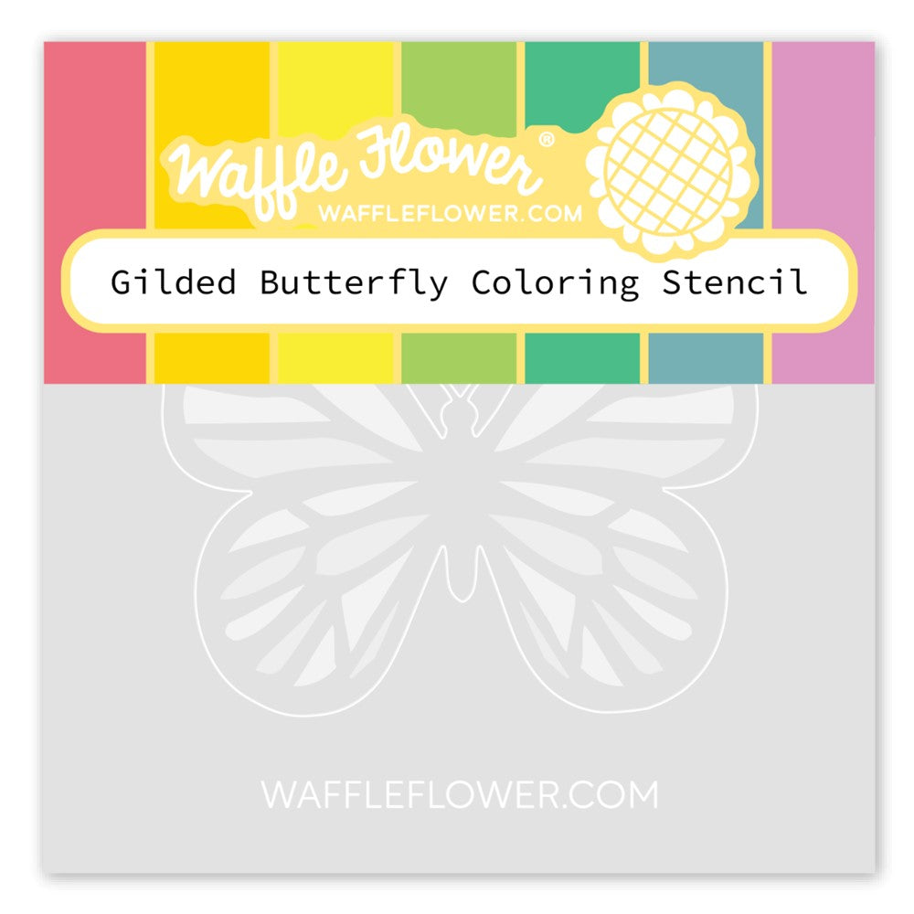 Waffle Flower Gilded Butterfly Coloring Stencil