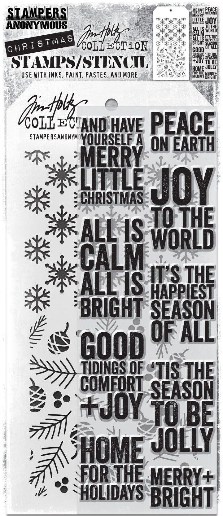 Tim Holtz Clear Stamps and Stencil HOLIDAY THINGS THMM152