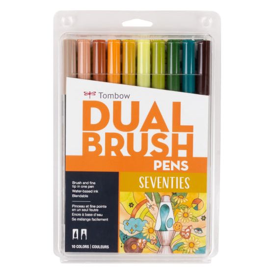 Dual Brush Pen Art Markers, Watercolor Favorites, 10-Pack + Free Fudenosuke  Brush Pen