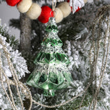 GLASS FROSTED GREEN TREE ORNAMENT