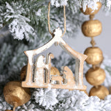 WOOD NATIVITY MANGER ORNAMENT