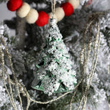 GLASS FROSTED GREEN TREE ORNAMENT