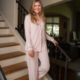 LUXE MILK JERSEY PIPED PAJAMA SET