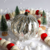 ANTIQUE SILVER GLASS BALL ORNAMENT