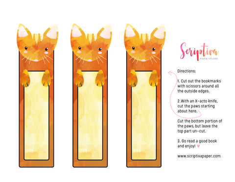 free printable cat bookmarks for kids