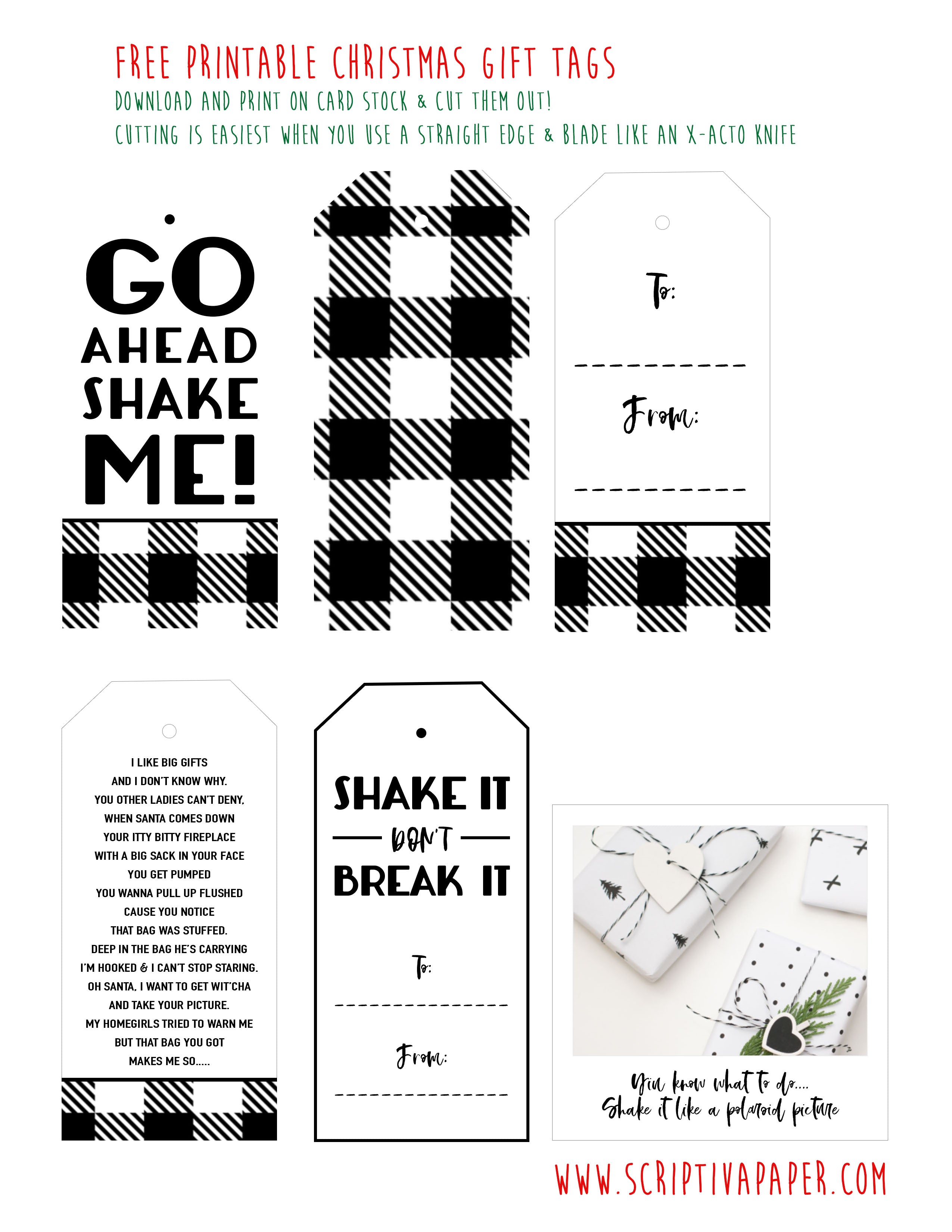 Black and White Gift Tags