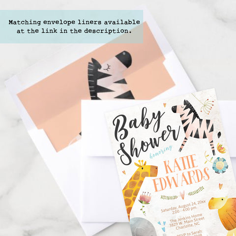 free printable jungle animals baby shower invitation
