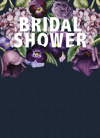 purple flowers bridal shower invitation free download template