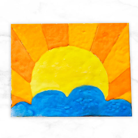 Sun behind clouds sand art template