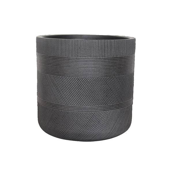 Fiberclay Striped Cylinder - Black - 10-inch