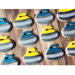 Curling Rock Cookies Blue & Yellow