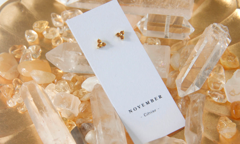 Citrine Yellow Stud Earrings for November birthstone Jewellery