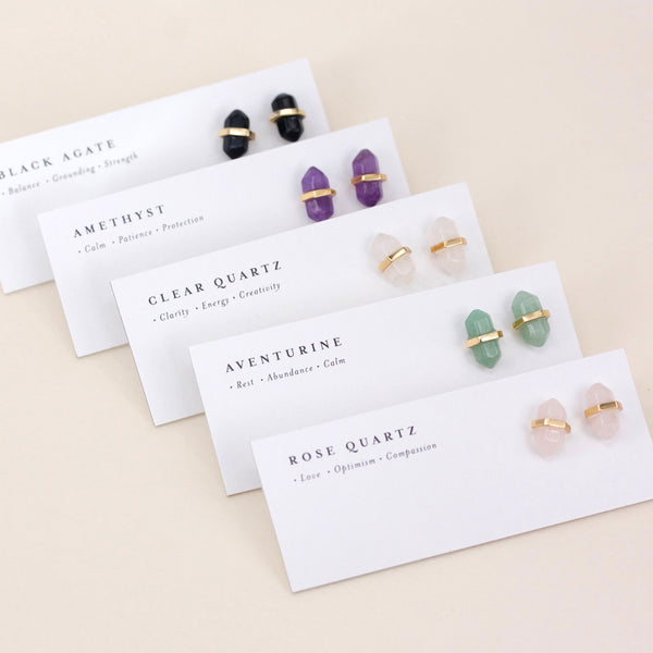 Healing Crystal Gemstone Intention Stud Earrings