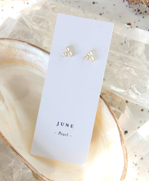 June Pearl Birthstone Stud Earrings Jewellery