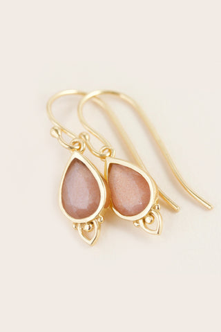 Peach Moonstone and Gold Sacral Chakra Earrings from Cloud Nine Jewellery Chakra Collection