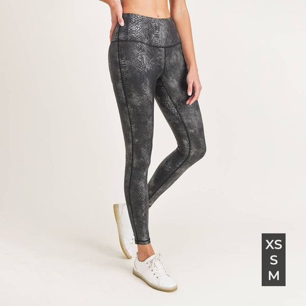 Mono B Gold and White Snakeskin Highwaist Leggings