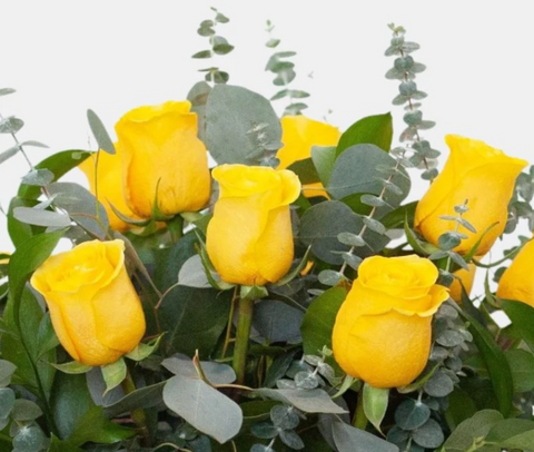 Rosas amarillas con hojas