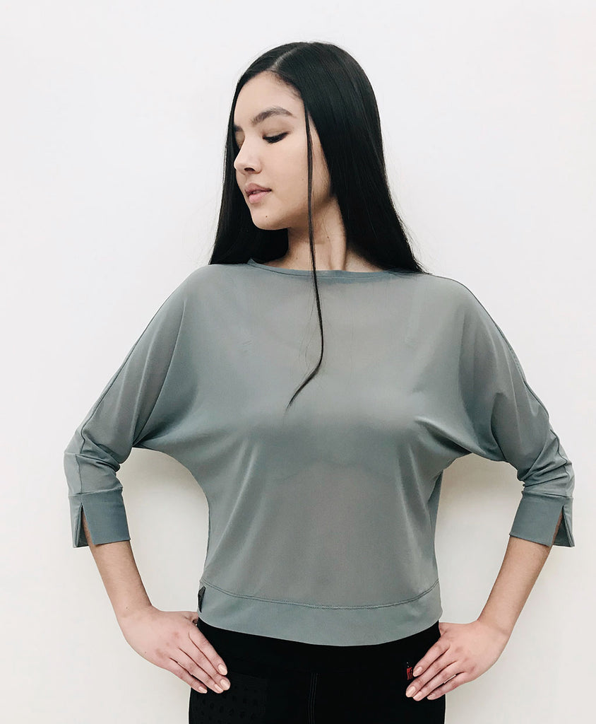 Blue Grey Semi Sheer Top – iftoronto.ca