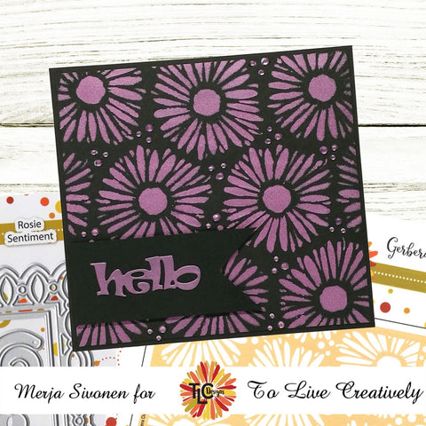 Black/lavender gerbera card