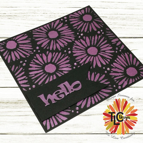 Black/lavender gerbera card 