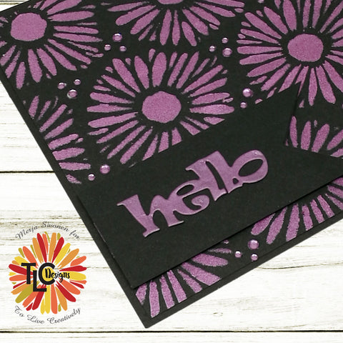 Black/lavender gerbera card close