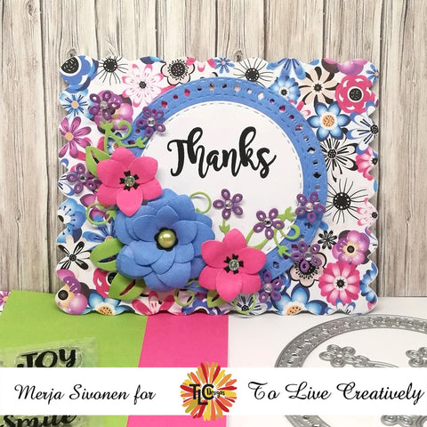 Colourful flower card with products