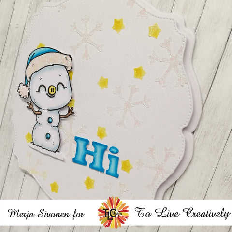 Glittery snowman card sidepic