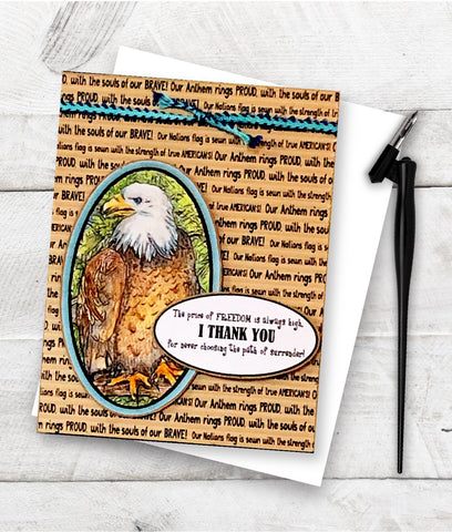 Free and Brave designed greeting card made with the Free digital stamp set "Brave and Free" from TLCDesigns.shop