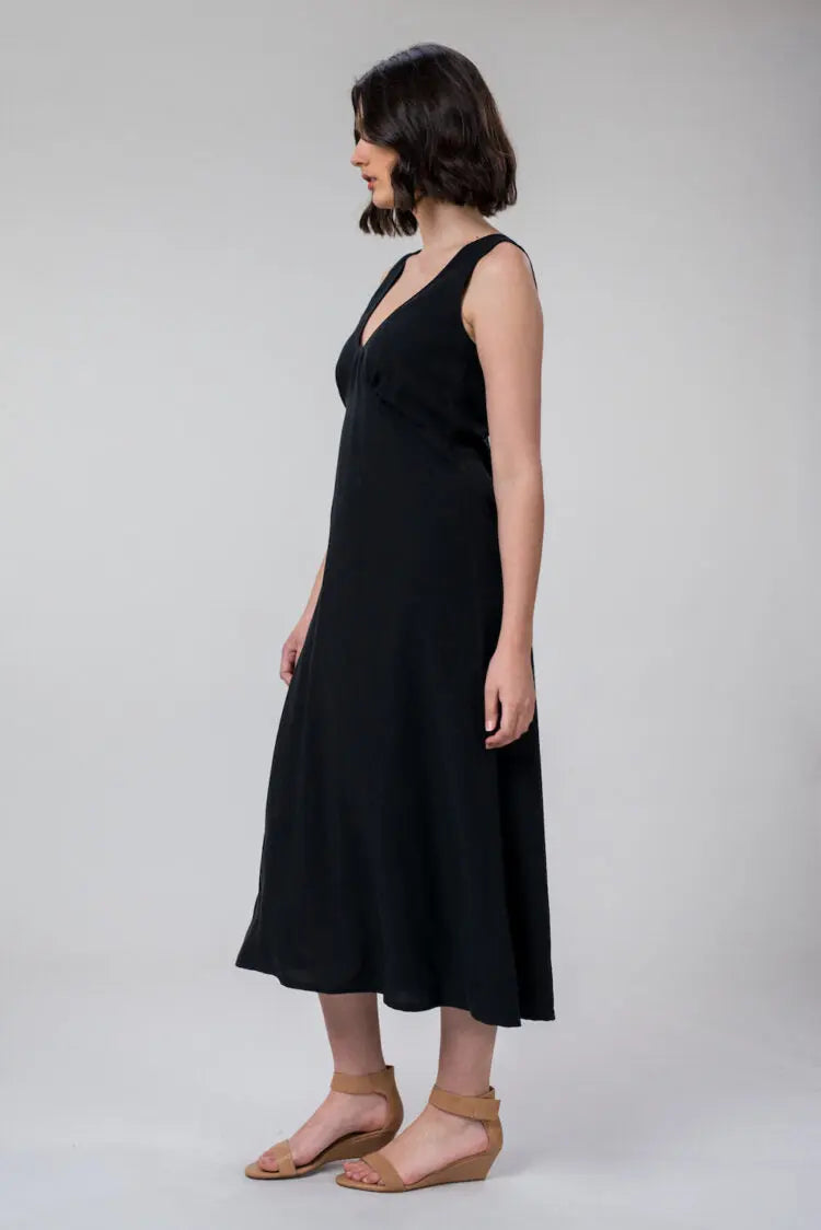 Bonnie Long Tencel Dress In Black by Wilga Clothing