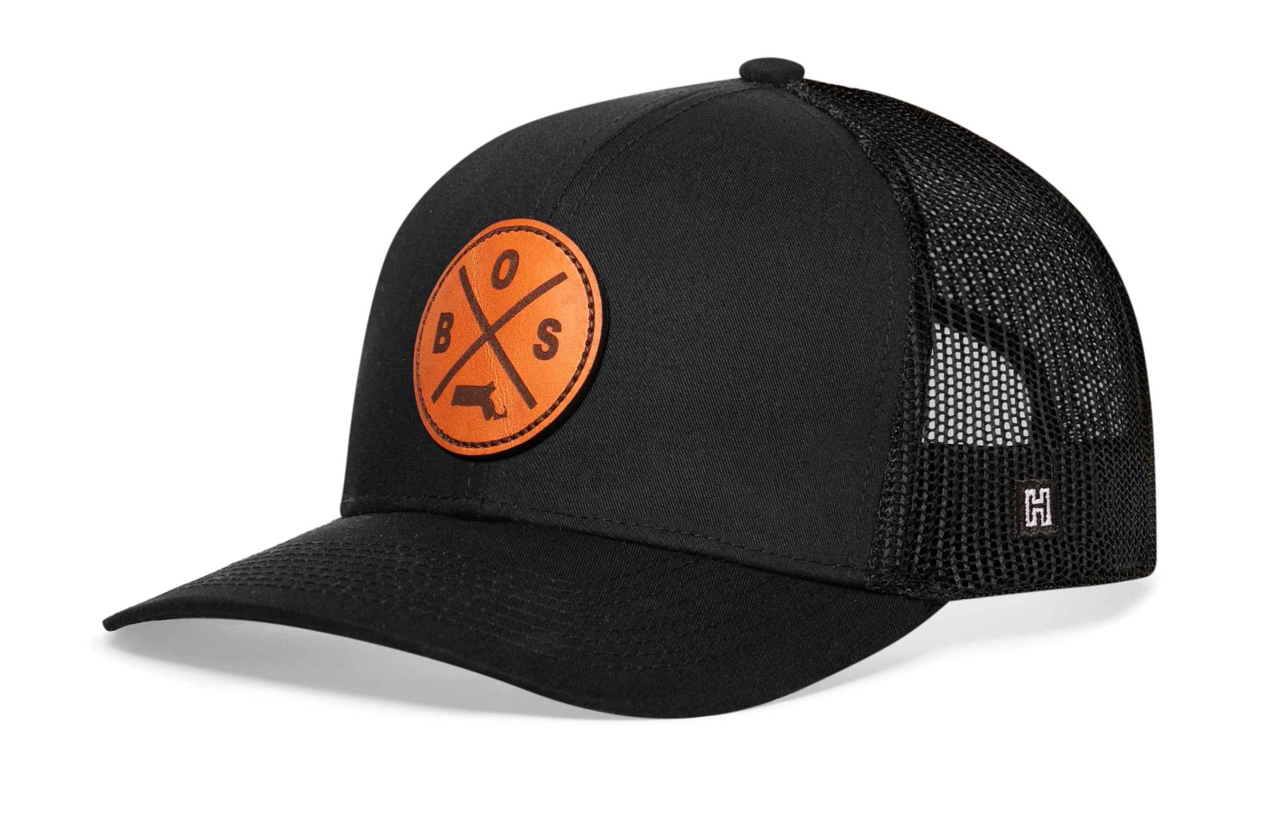 Boston Trucker Hat | Black BOS Snapback - Haka Hat