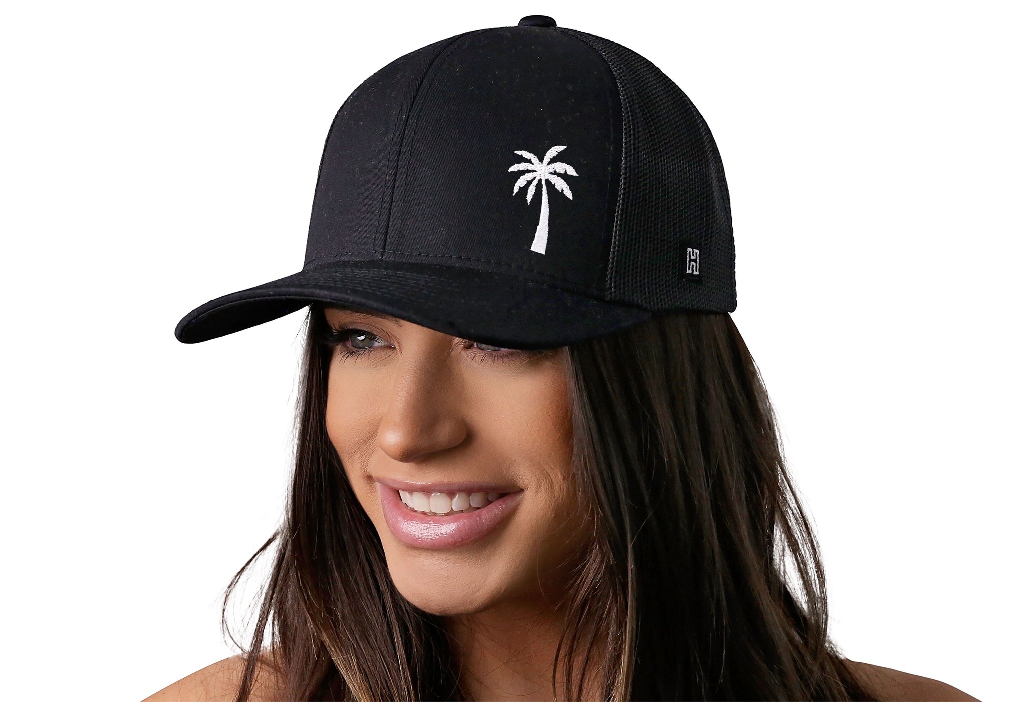 Palm Tree Trucker Hat | Black Island Snapback - Haka Hat