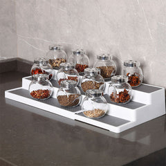 Expandable Spice Rack three tier with rubber lined shelves