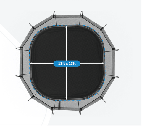 Jumping mat dimensions for the Springfree Jumbo Square Trampoline.