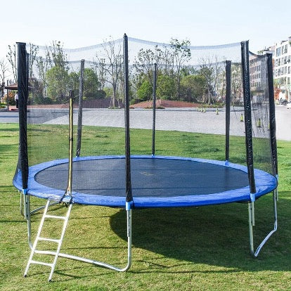 A trampoline with the springs inside of the net.