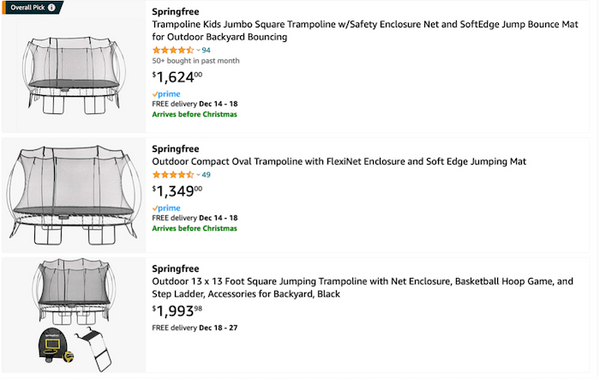 Springfree Trampolines on Amazon.