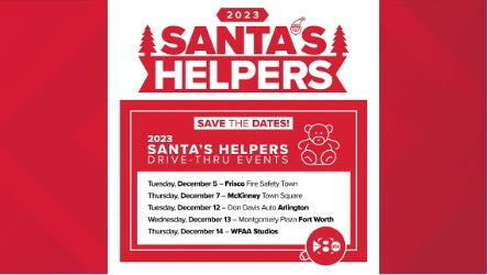 2023 Santa's Helpers Drive-Thru Events locations and times.