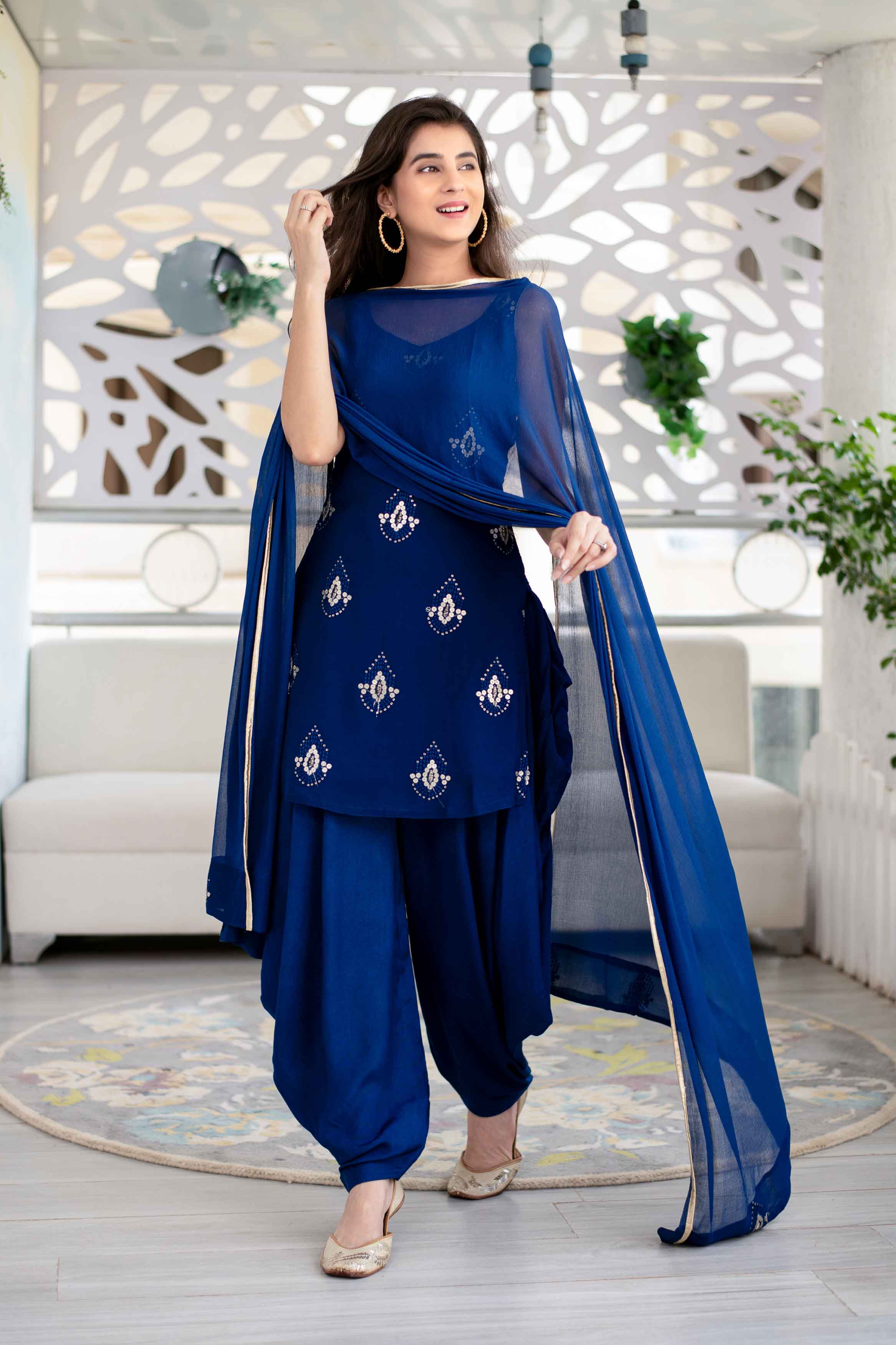 Buy Women's Deep Blue Patiala Set - Label Shaurya Sandhya Online at ...