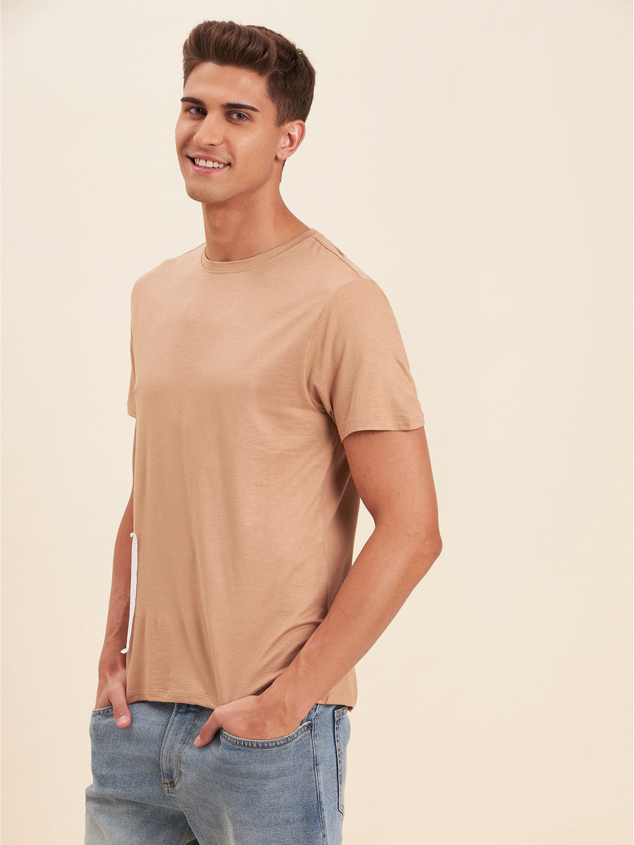 Men's Beige Viscose IMAGINE A NEW REALITY T-Shirt - LYUSH-MASCLN – Trendia