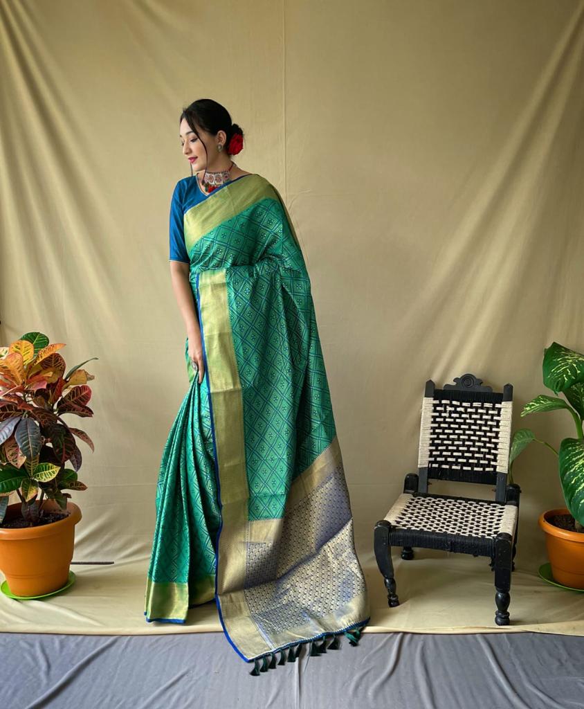 Women's Designer Light Green Patola Silk Saree Collection - Dwija Fash ...