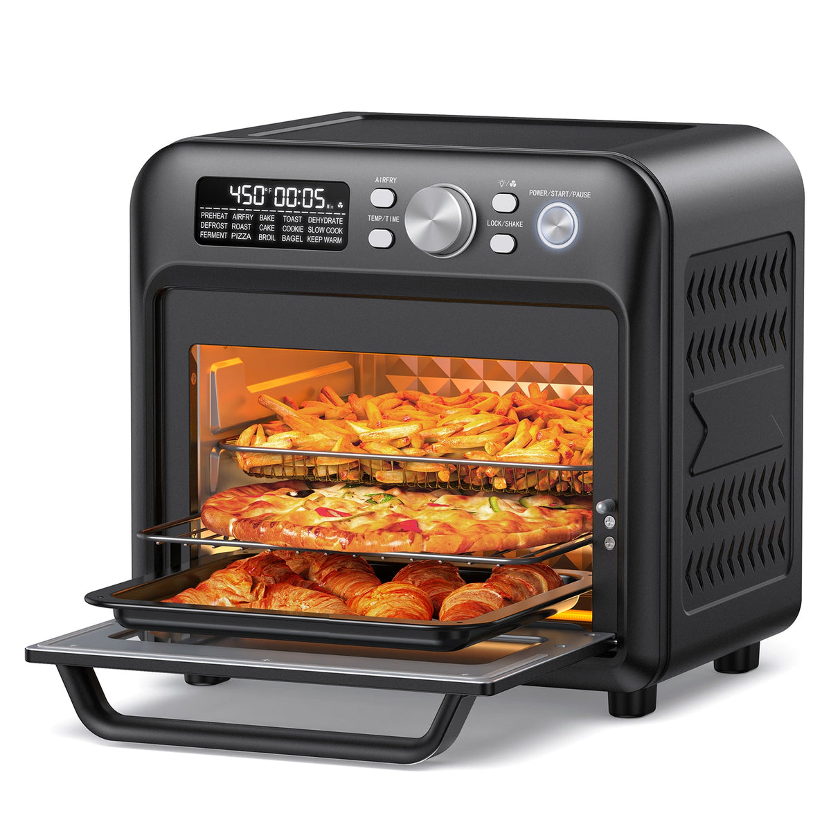 Dropship Geek Chef Steam Air Fryer Toast Oven Combo , 26 QT Steam Convection  Oven Countertop , 50 Cooking Presets, With 6 Slice Toast, 12 Pizza, Black  Stainless Steel. Ban On