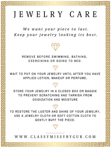 Jewelry Care Instructions | Classy Missy by Gur