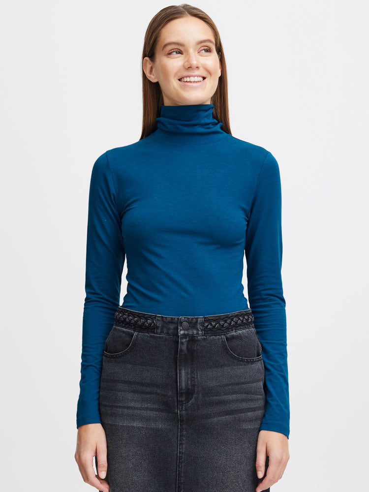 Image of B Young Pamila Roll Neck Blue
