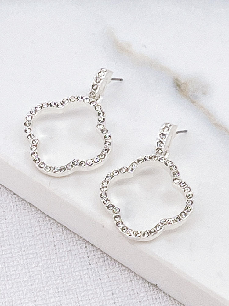 Image of Envy Diamante Clover Earrings
