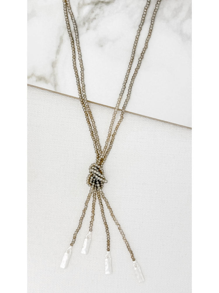 Image of Envy Long Grey Beaded Necklace