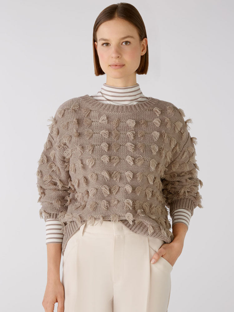 Image of Oui Textured Jumper Taupe