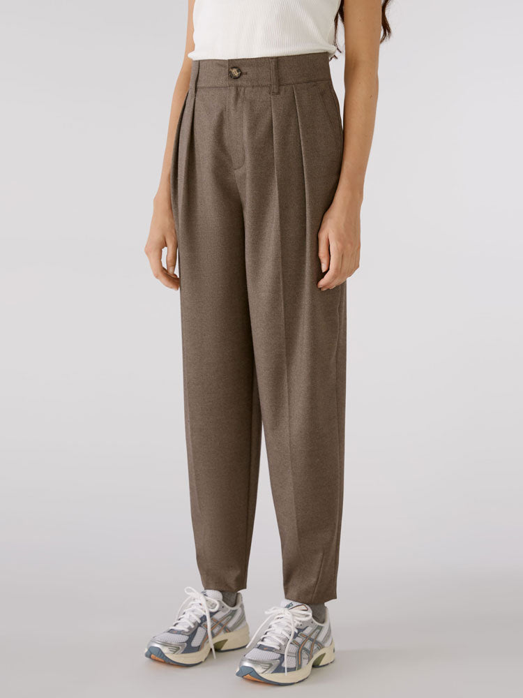 Image of Oui Pleated Trousers Dark Brown