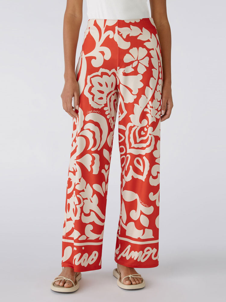 Image of Oui Marlene Trousers Red & White