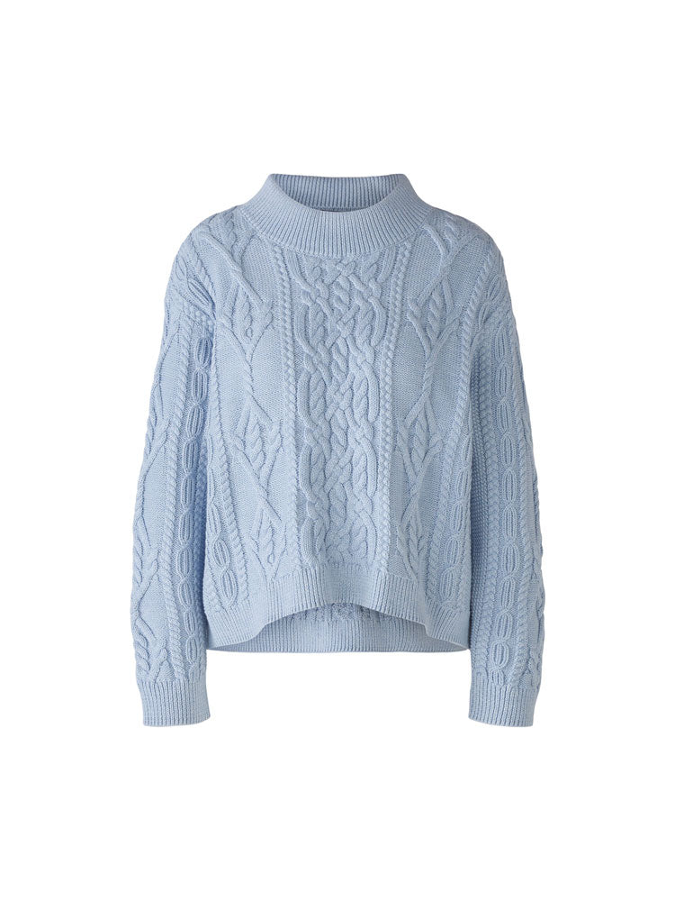 Image of Oui Cable Knit Jumper Light Blue